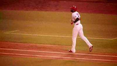 Heyward hits ball. Recorded at St.Louis' Busch Stadium. Versus the Arizona Diamondbacks.