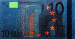 10 euro note under UV light (Obverse)