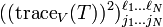 ((\operatorname{trace}_{V}(T))^2)_{j_1 \dots j_N }^{\ell_1 \dots \ell_N}