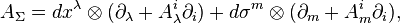 A_\Sigma=dx^\lambda\otimes (\partial_\lambda + A_\lambda^i\partial_i) +d\sigma^m\otimes (\partial_m + A_m^i\partial_i),