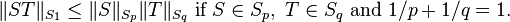 \| S T\| _{S_1} \leq \| S\| _{S_p} \| T\| _{S_q} \ \mbox{if} \ S \in S_p , \ T\in S_q \mbox{ and } 1/p+1/q=1.