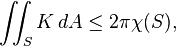 \iint_S K \, dA \le 2\pi\chi(S),