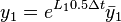 y_1 = e^{L_1 0.5 \Delta t} \bar y_1