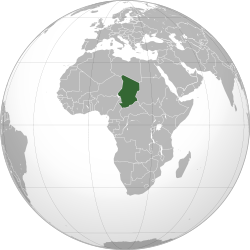Location of &nbsp;Chad&nbsp;&nbsp;(dark green)–&nbsp;in Africa&nbsp;&nbsp;(light blue &&nbsp;dark grey)–&nbsp;in the African Union&nbsp;&nbsp;(light blue)