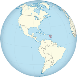 Location of &nbsp;Dominica&nbsp;&nbsp;(circled in red)in the Caribbean&nbsp;&nbsp;(light yellow)