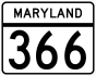 Maryland Route 366 marker