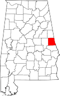 Map of Alabama highlighting Chambers County