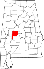 Map of Alabama highlighting Perry County