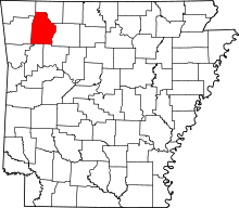 Map of Arkansas highlighting Madison County