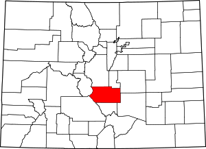 Map of Colorado highlighting Fremont County