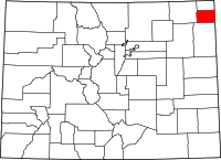 Map of Colorado highlighting Phillips County