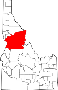 Map of Idaho highlighting Idaho County