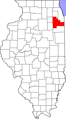 Map of Illinois highlighting Will County