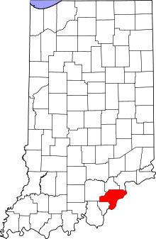 Map of Indiana highlighting Clark County