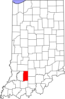 Map of Indiana highlighting Martin County
