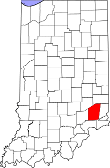 Map of Indiana highlighting Ripley County
