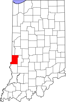 Map of Indiana highlighting Vigo County