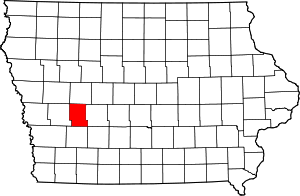 Map of Iowa highlighting Audubon County