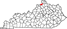 Map of Kentucky highlighting Gallatin County