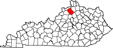Map of Kentucky highlighting Owen County