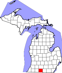 Map of Michigan highlighting Branch County