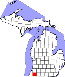 Map of Michigan highlighting Cass County