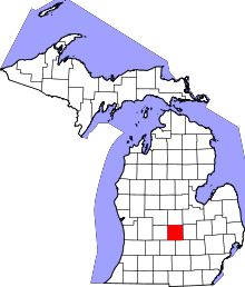 Map of Michigan highlighting Clinton County