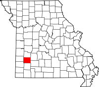 Map of Missouri highlighting Dade County