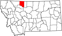 Map of Montana highlighting Toole County