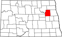 Map of North Dakota highlighting Nelson County