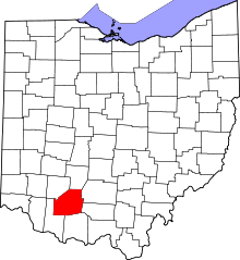 Map of Ohio highlighting Highland County
