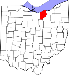 Map of Ohio highlighting Lorain County