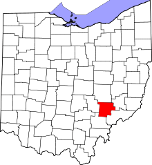 Map of Ohio highlighting Morgan County