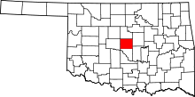 Map of Oklahoma highlighting Oklahoma County