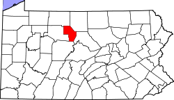 Map of Pennsylvania highlighting Cameron County