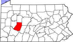 Map of Pennsylvania highlighting Indiana County