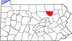 Map of Pennsylvania highlighting Sullivan County