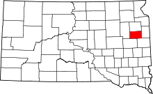 Map of South Dakota highlighting Hamlin County