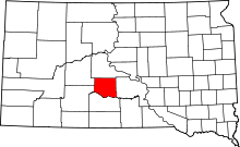 Map of South Dakota highlighting Jones County