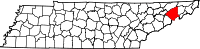 Map of Tennessee highlighting Greene County