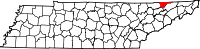 Map of Tennessee highlighting Hancock County