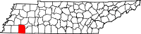 Map of Tennessee highlighting Hardeman County