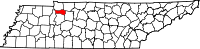 Map of Tennessee highlighting Houston County
