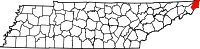 Map of Tennessee highlighting Johnson County