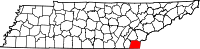 Map of Tennessee highlighting Polk County