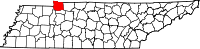 Map of Tennessee highlighting Stewart County
