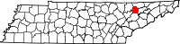 Map of Tennessee highlighting Union County
