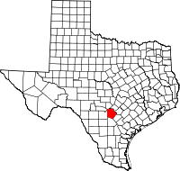 Map of Texas highlighting Bexar County