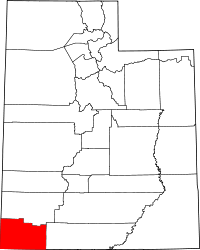 Map of Utah highlighting Washington County