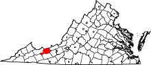 Map of Virginia highlighting Bland County